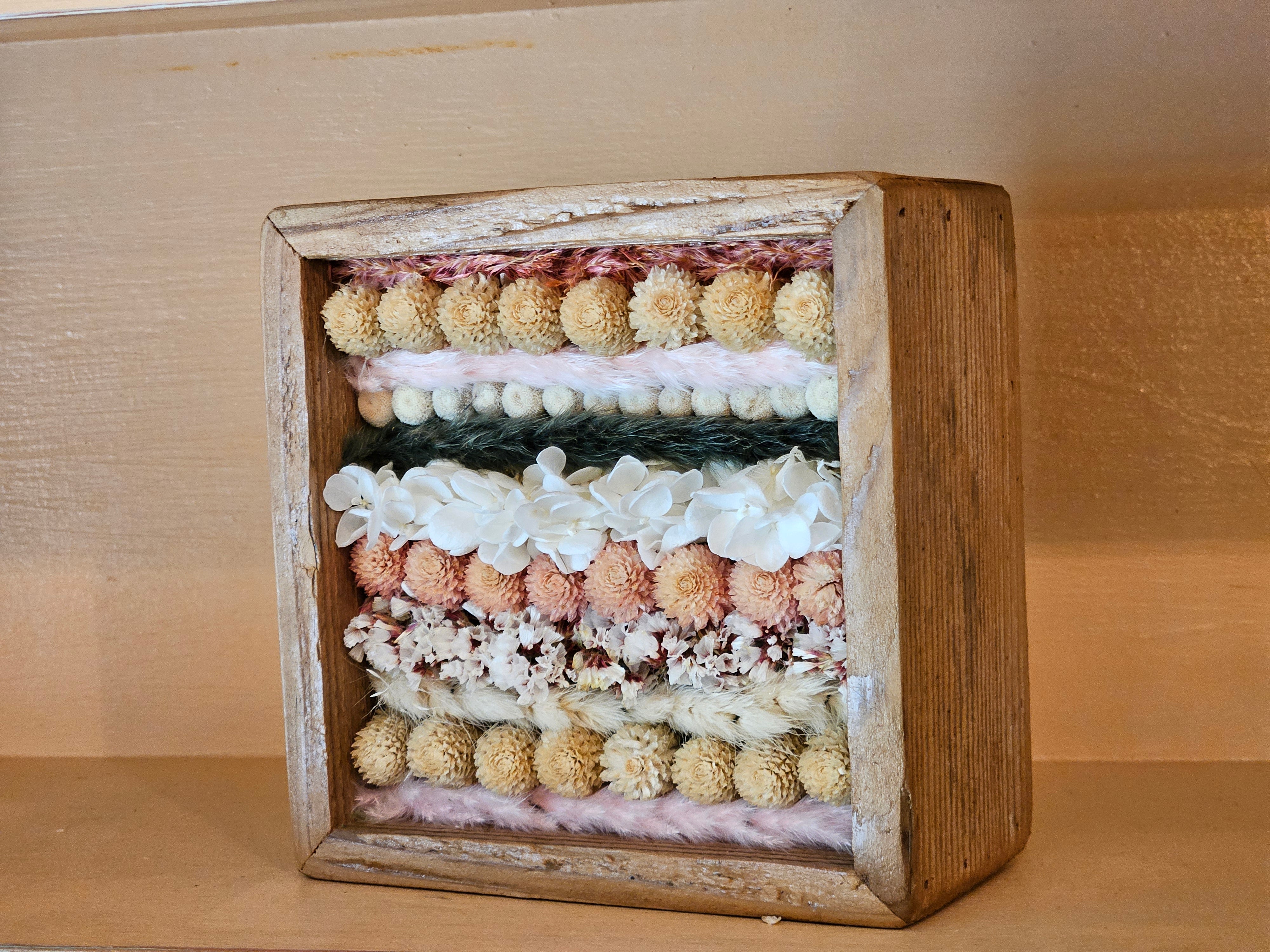 Handmade Dried Flower DIRT Box-Stripes