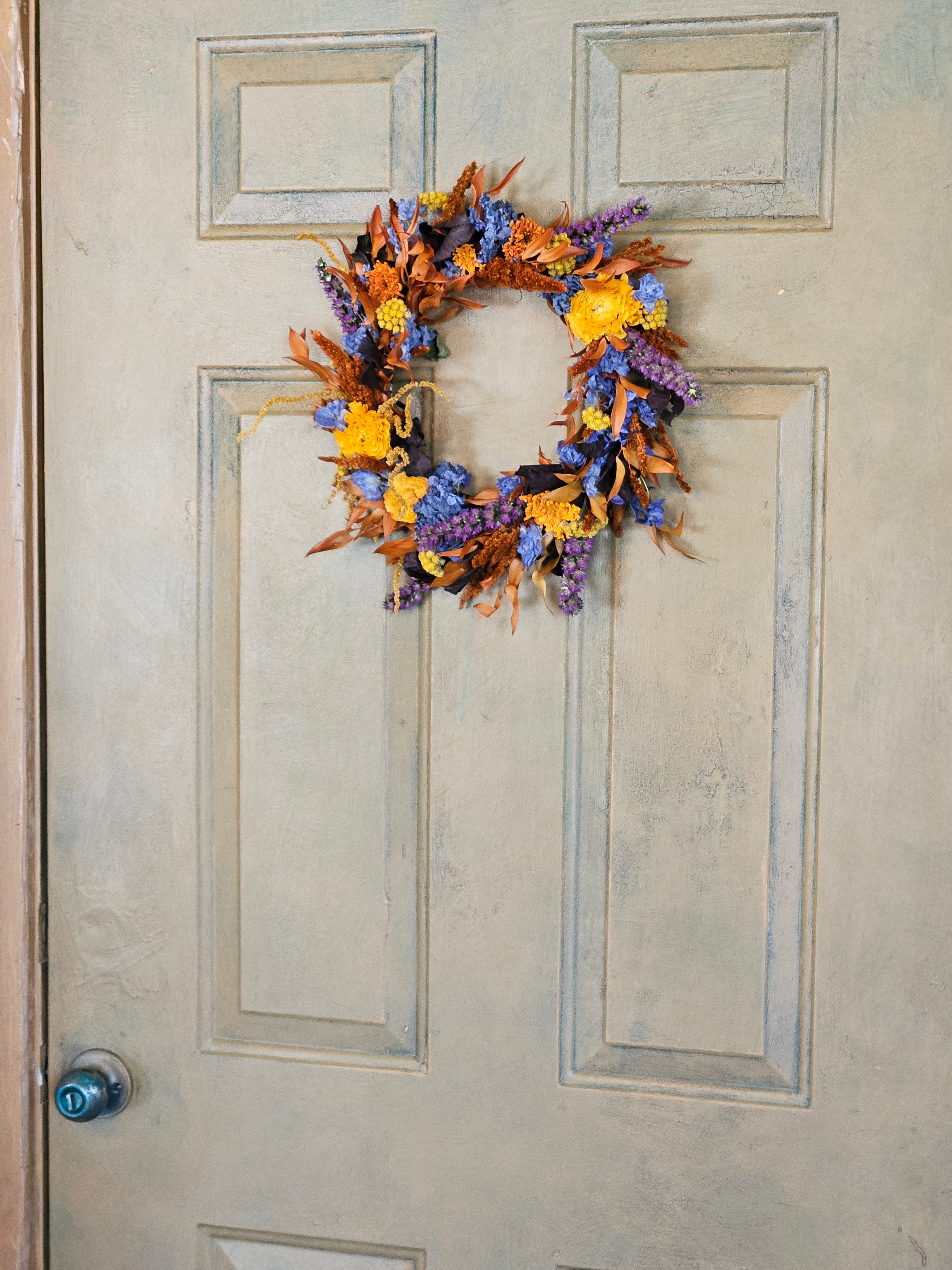 Wreath – Orange and Blue 12"