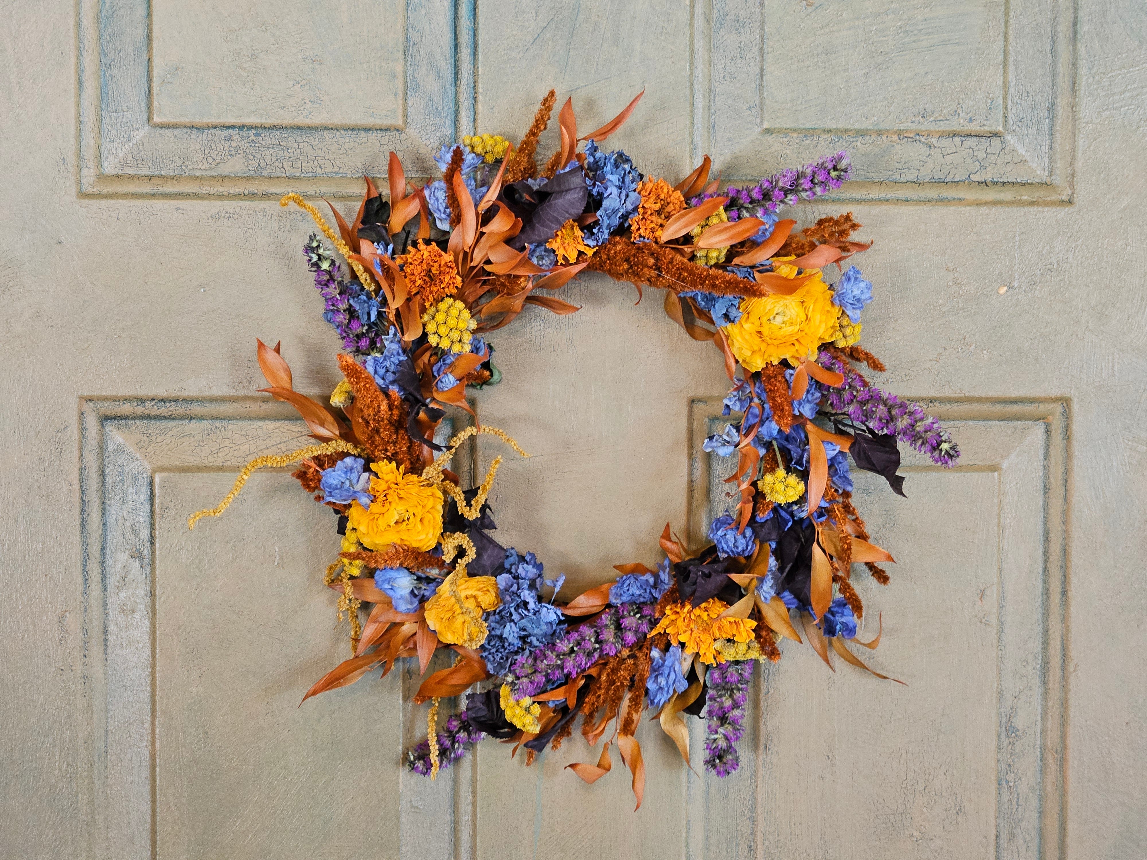 Wreath – Orange and Blue 12"